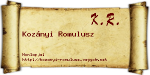 Kozányi Romulusz névjegykártya